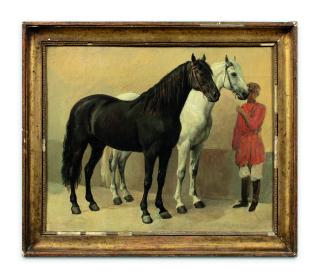 Denis-Auguste-Marie Raffet - Two Horses Of Prince Anatole Demidoff (1813-1870)