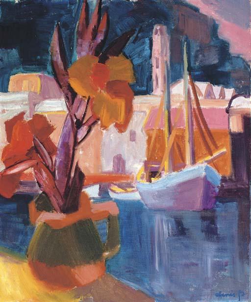 Denis Peploe, R.S.A. - Flowers on a Balcony
