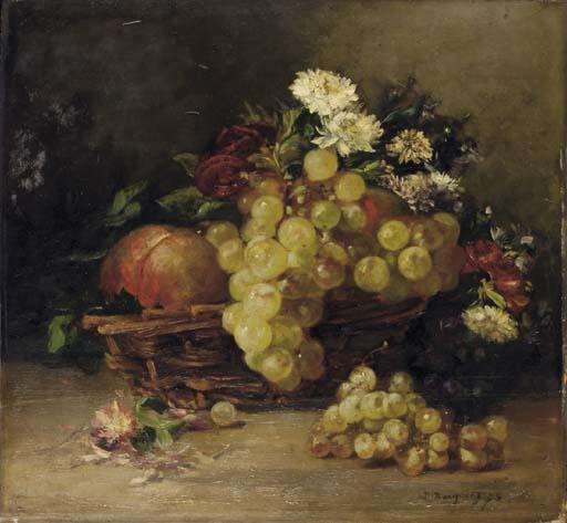Denis-Pierre Bergeret - Panier de fleurs et de fruits