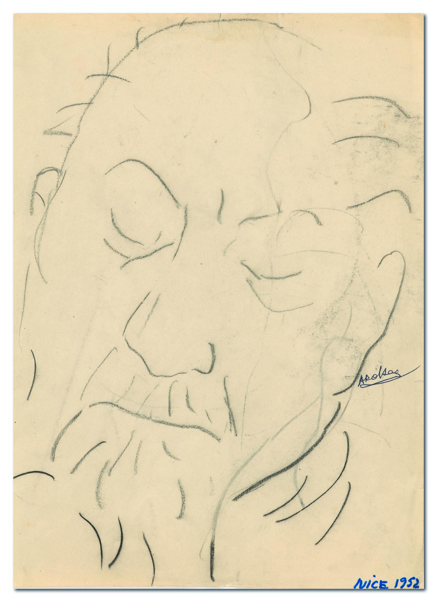 Denise Arokas - (I) Portrait D\'Henri Matisse (Ii) Étude De Visage (Recto) ; Études D\'Élégantes (Verso)