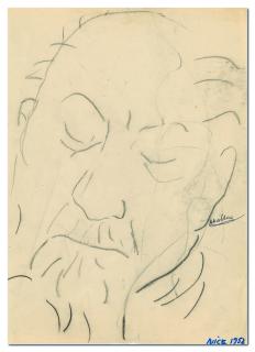 Denise Arokas - (I) Portrait D\'Henri Matisse (Ii) Étude De Visage (Recto) ; Études D\'Élégantes (Verso)