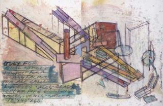 Dennis A. Oppenheim - Study For Final Stroke. Project For A Glass Factory.