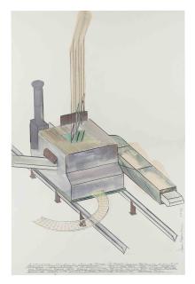 Dennis Oppenheim - A Way Station Launching an Obsolete Power (A Thought Collision Factory in Pursuit of a Journey) (A Clip in a Rifle - a Weapon)