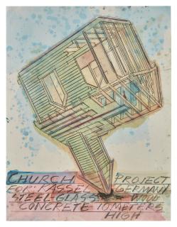 Dennis Oppenheim - Church Project For: Kassel Germany, Steel-Glass-Wood-Concrete - 10 Meters High