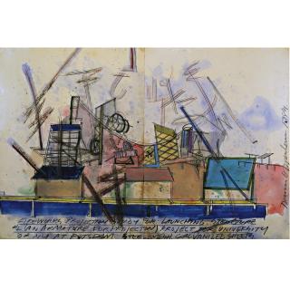 Dennis Oppenheim - Fireworks Projection Study For Launching Structure: Project For University Of Ny At Potsdam #2