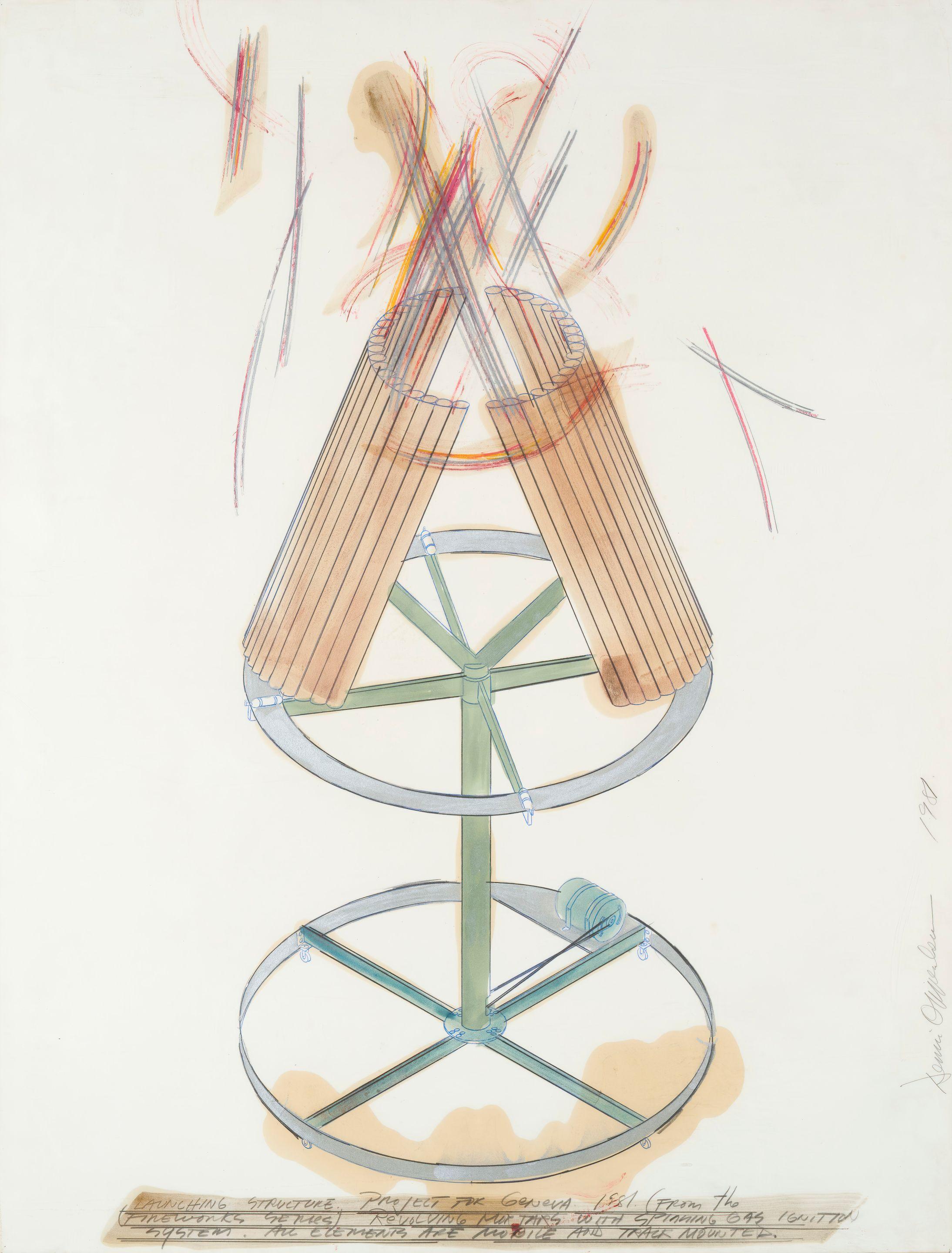 Dennis Oppenheim - Lauching Structure Project for Genova, (From Firework Series)