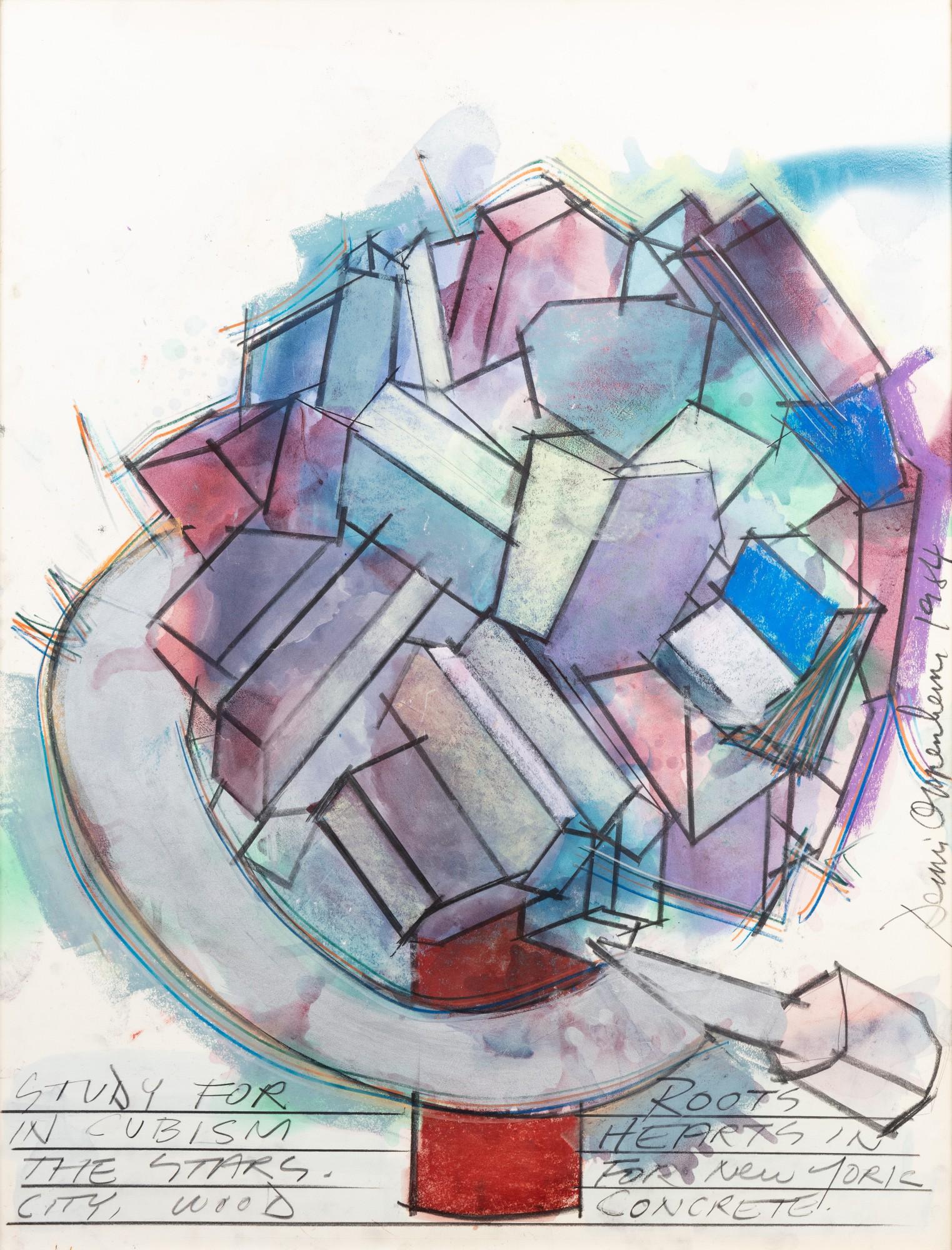 Dennis Oppenheim - Study for roots in cubism hearts in the stars. For New York City, wood concrete.