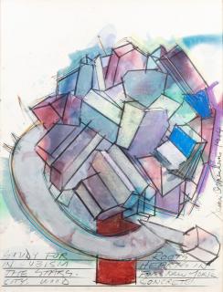 Dennis Oppenheim - Study for roots in cubism hearts in the stars. For New York City, wood concrete.