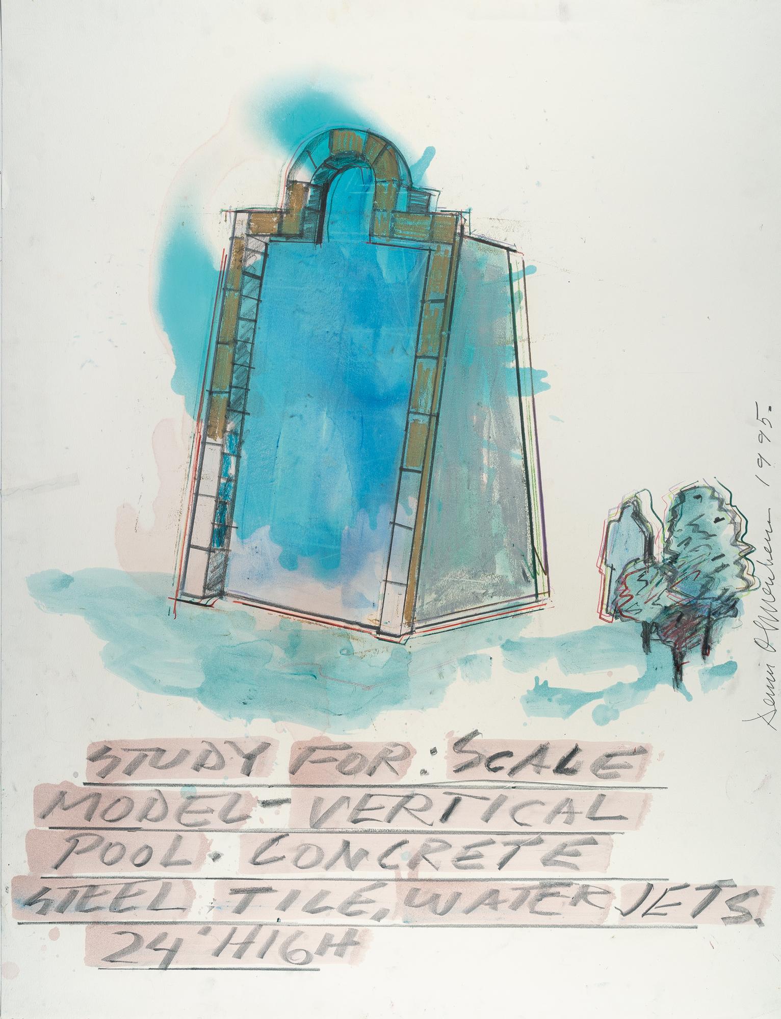 Dennis Oppenheim - „Study for: Scale Model – Vertical Pool. Concrete Steel Tile: Water Jets 24 High“