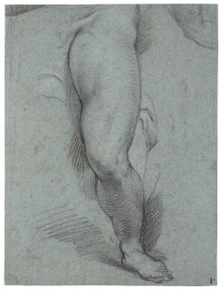 Denys Calvaert - Study of a left leg (recto); A seated man looking right (verso)