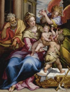 Denys Calvaert - The Holy Family With Saint John The Baptist And An Angel