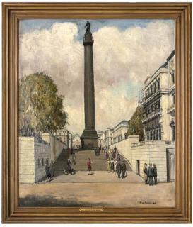 Denys George Wells, U.P.R.B.A. - Figures before the Duke of York Monument, London
