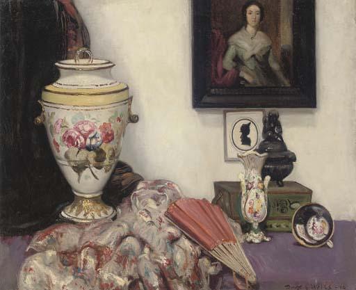 Denys George Wells - Still life with ice pale and fan