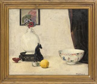 Denys George Wells - Still life with lemon; and Still life with oriental figure and ornaments