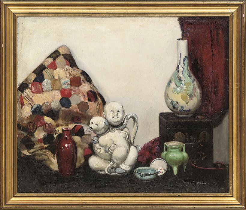 Denys George Wells - The oriental teapot; and Still life of wine and fruit