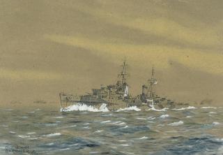 Derek George Montague Gardner, V.R.D., R.S.M.A. - H.M.S. Elizabeth, 1942; H.M.S. Edinburgh, 1942; H.M.S. Scylla in the Arctic, 1943; H.M.S. Scylla, D-Day, 1944 (illustrated); H.M.S. Nairana in the Arctic, 1944; and H.M.S. Superb, 1945