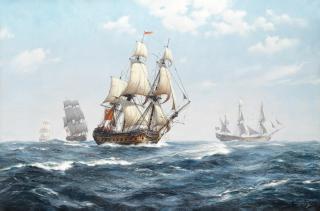 Derek George Montague Gardner - HMS Centurion (1774) in open waters accompanied by other fourth rate ships of the line
