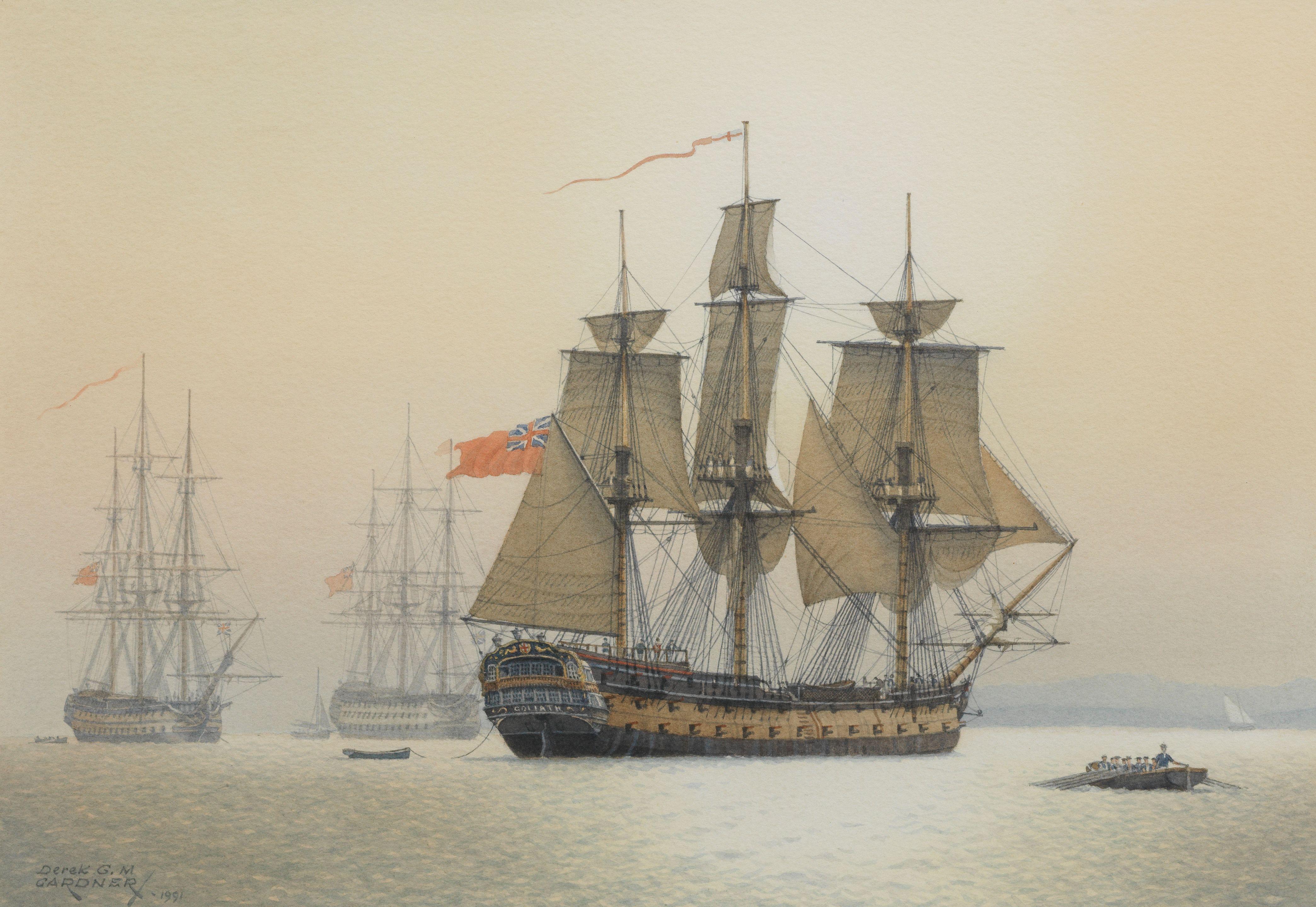 Derek George Montague Gardner - HMS Goliath, awaiting the longboat