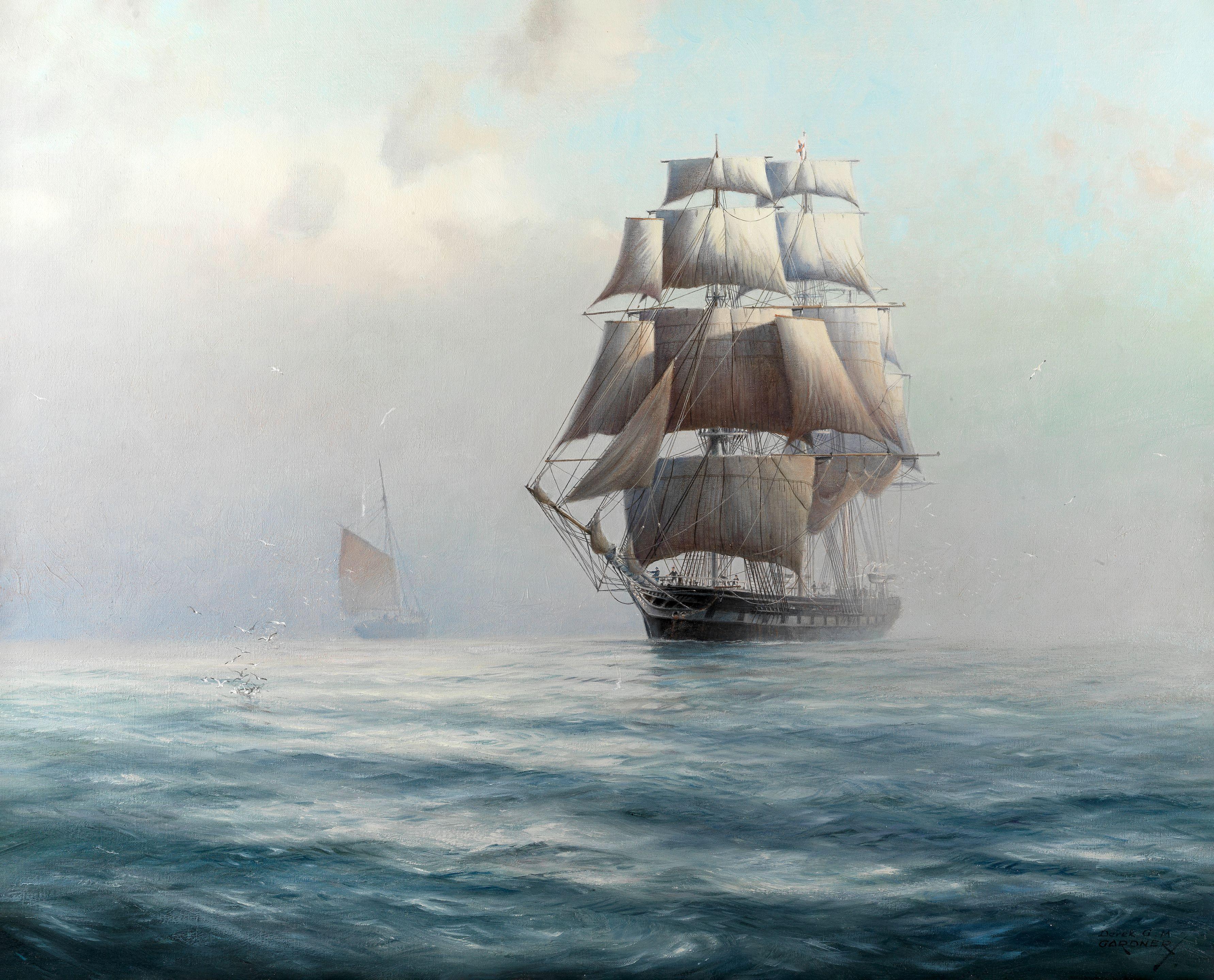 Derek George Montague Gardner - The Wellesley coming out of the mist