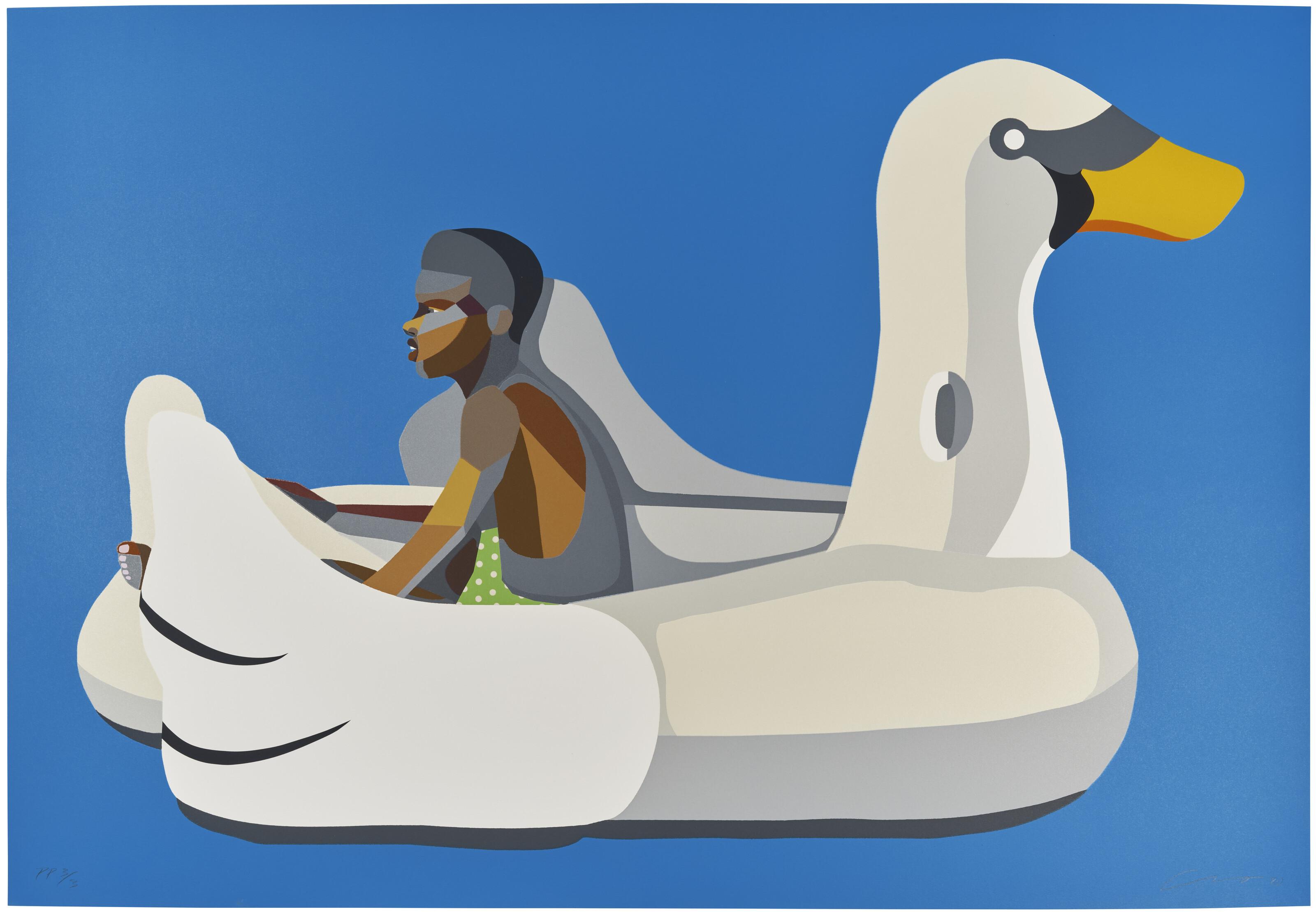 Derrick Adams - Boy on Swan Float