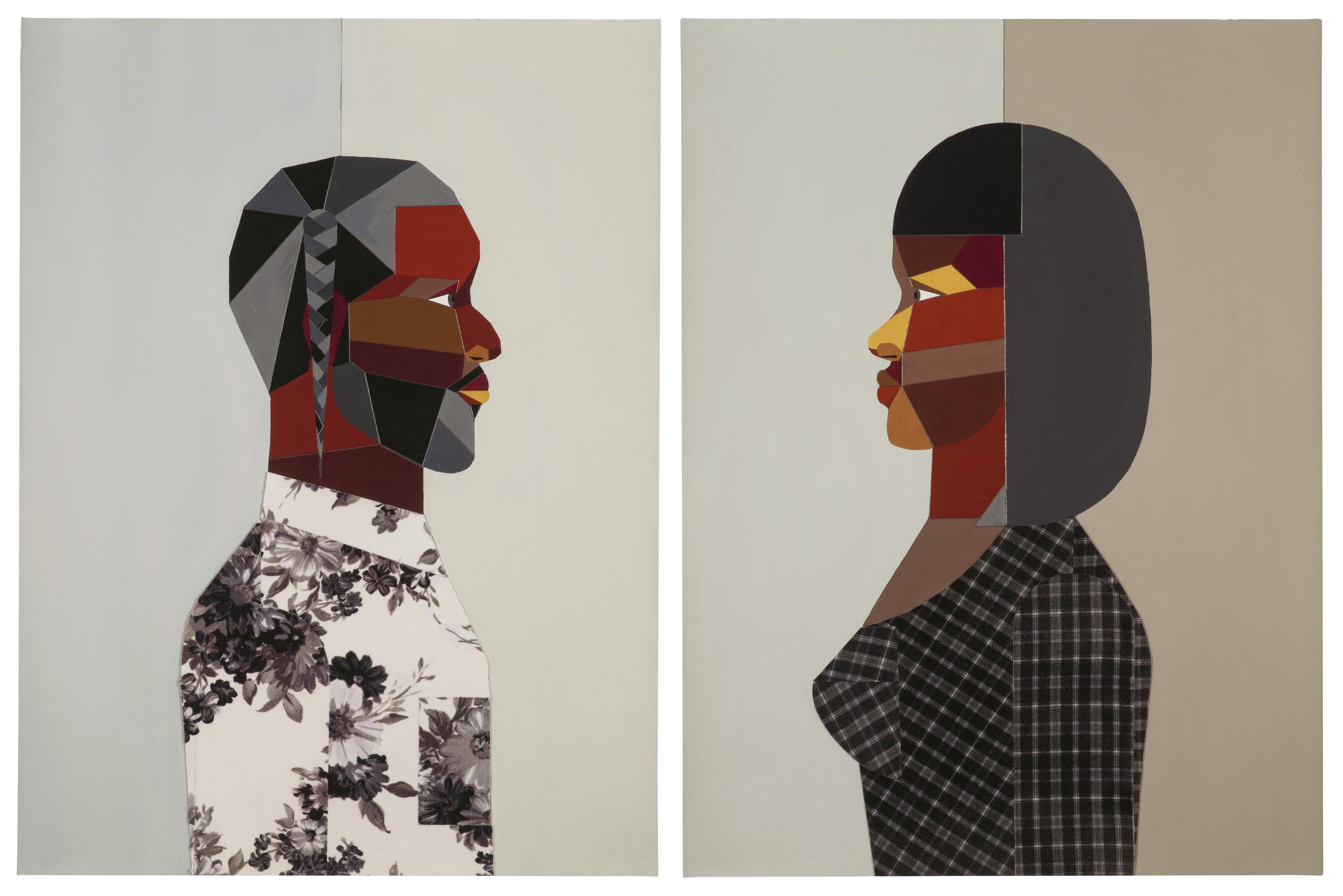 Derrick Adams - Figure Walking Into the Light (Man) and (Woman)