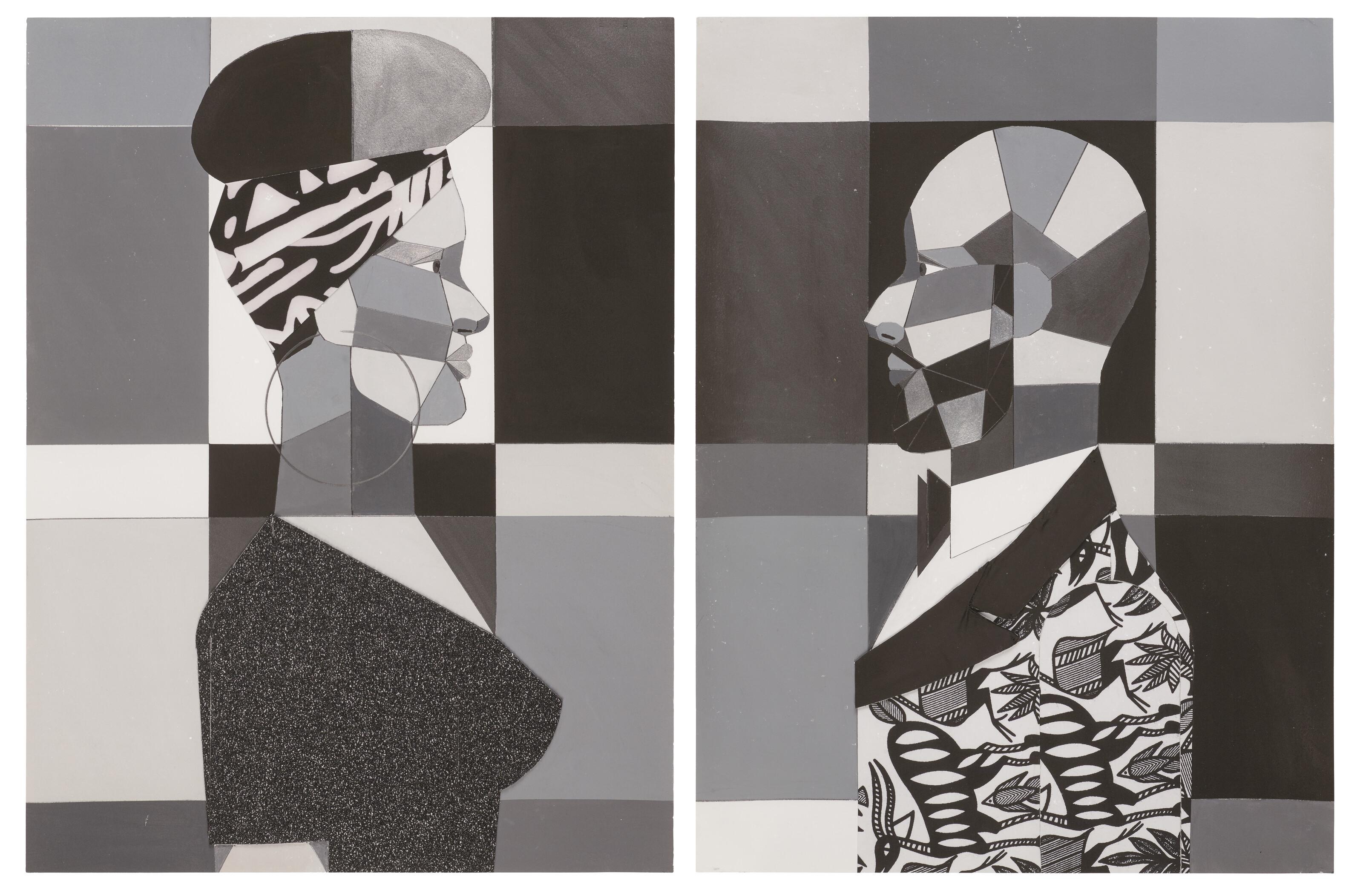 Derrick Adams - Woman and Man in Grayscale