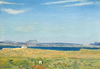 Derwent Lees - Distant View Of Lakeside Buildings