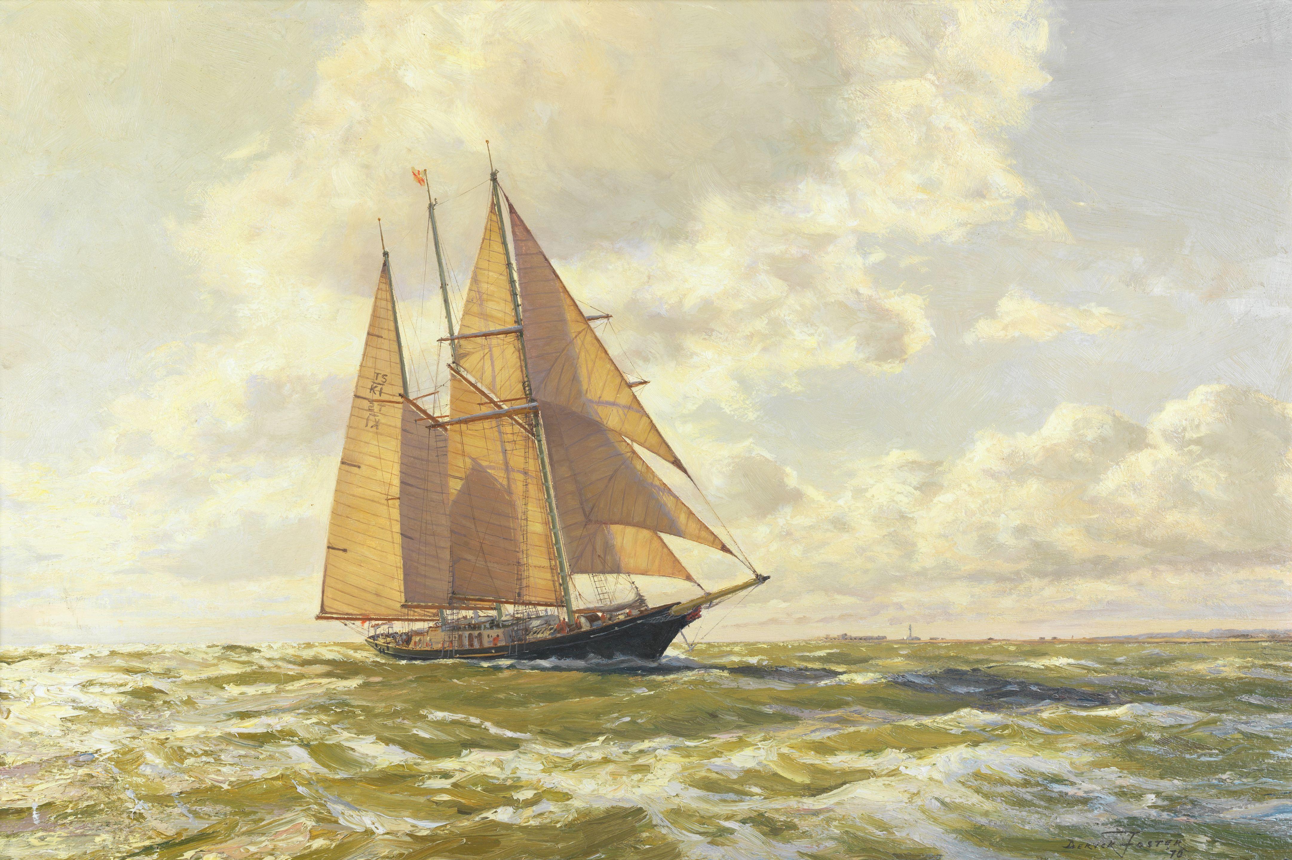 Deryck Foster - The Sir Winston Churchill off Hurst Castle in the Solent