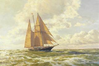 Deryck Foster - The Sir Winston Churchill off Hurst Castle in the Solent