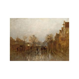 Désiré Thomassin - Figures In A Crowded Rainy Street
