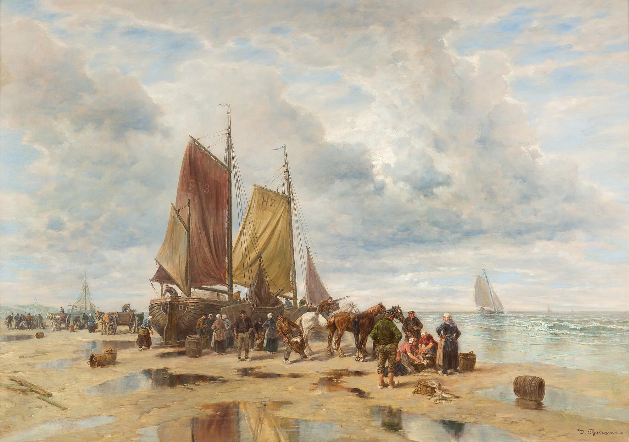 Desiré Thomassin - Fischerboote am Strand von Scheveningen.