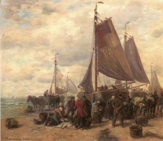 Désiré Thomassin - Sorting the catch on the beach of Dunkirk (?)
