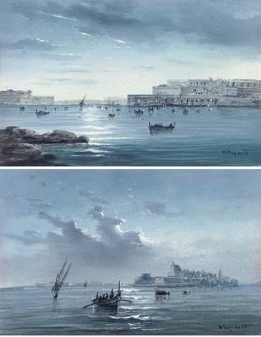 D\'Esposito - Nocturnal View of Valletta, Malta; And Another Similar