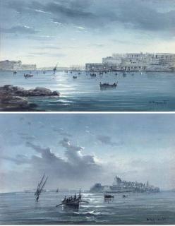 D\'Esposito - Nocturnal View of Valletta, Malta; And Another Similar