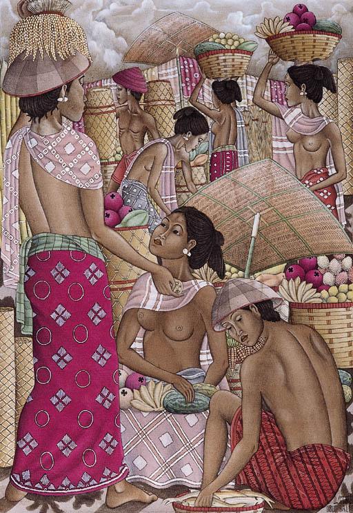 Dewa Putu Bedil - Market scene