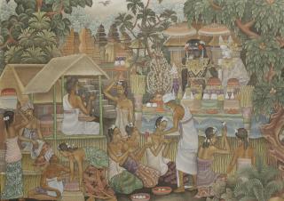 Dewa Putuh Bedil - Preparations for Galungan and Kuningan festival, with Barong Landung characters