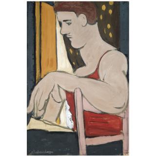 Diamantis Diamandopoulos - Greek Seated Man Drawing