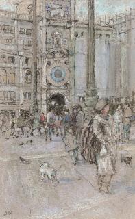 Diana M. Armfield - Crowds In St. Mark\'S Square, Venice (Illustrated); And The Café