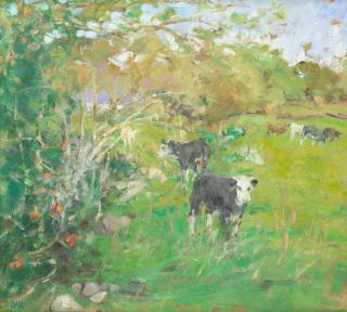 Diana Maxwell Armfield R.A. - A Few Berries on the Rowan Tree and Rhyd yr Efail\'s Cows