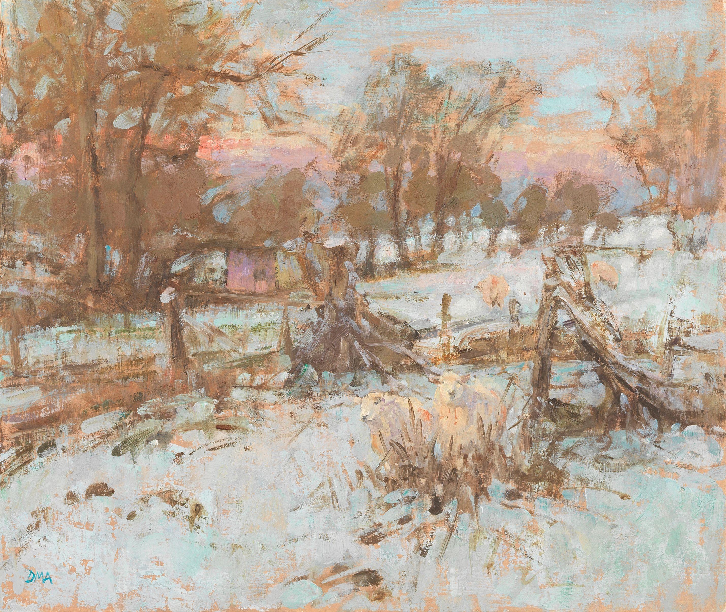 Diana Maxwell Armfield R.A. - Dawn Over Snow At Christmas, Argoed Sheep