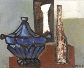 Dick Elffers - A still life with a bottle and a soup tureen