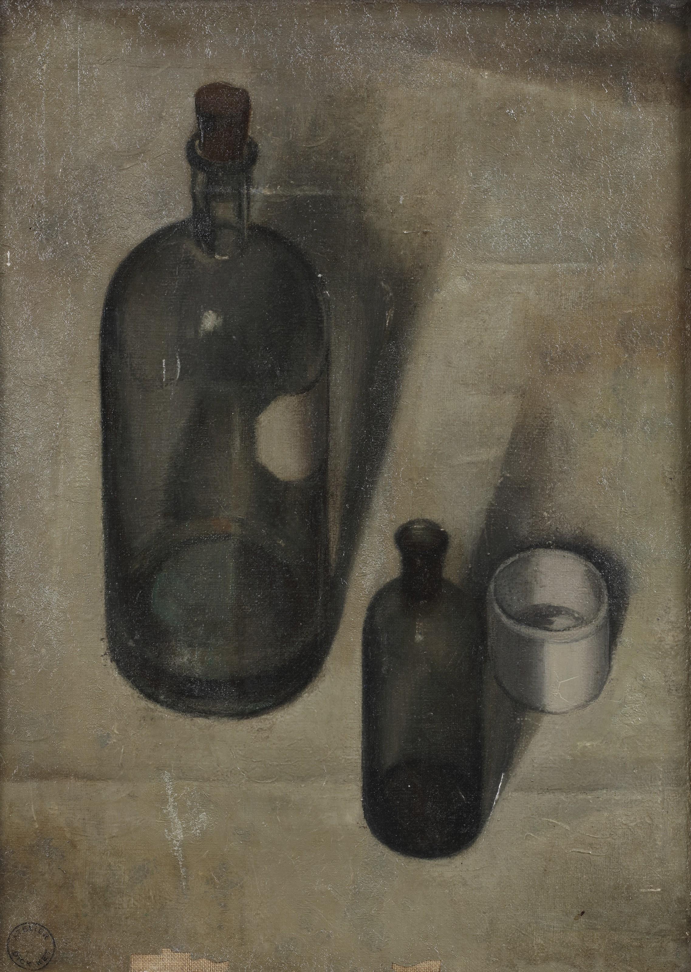 Dick Ket - Stilleven met flessen en zalfpotje (Still life with bottles and ointment jar)