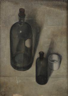 Dick Ket - Stilleven met flessen en zalfpotje (Still life with bottles and ointment jar)