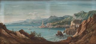 Didier Nicolas Boguet - Extensive costal landskap with castle