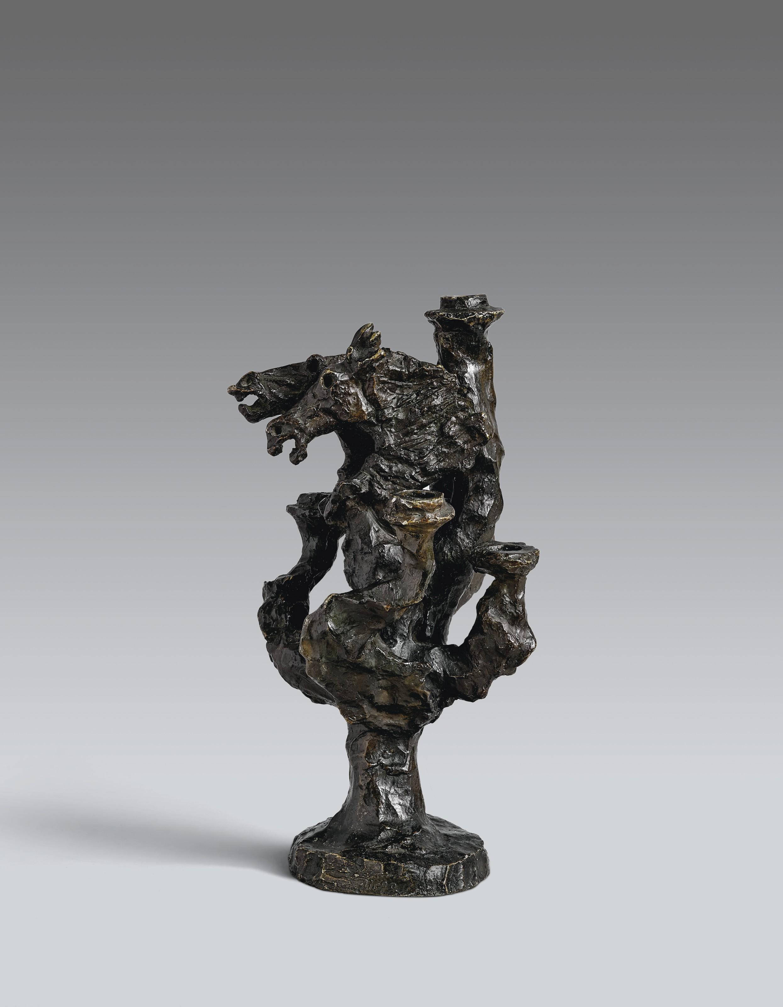 Diego Giacometti - Candelabre à deux têtes de cheval et cinq branches