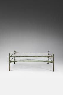 Diego Giacometti - Grande table basse à deux plateaux aux grenouilles