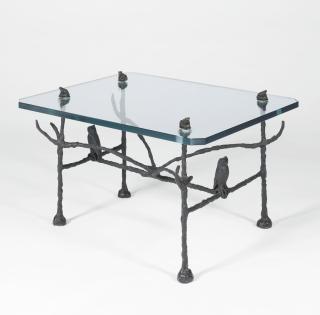 Diego Giacometti - Table Basse Trapezoïdale, Modèle Aux Hiboux Et Aux Grenouilles