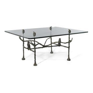 Diego Giacometti - Table Basse Trapezoidale, Modèle Aux Hiboux Et Grenouilles