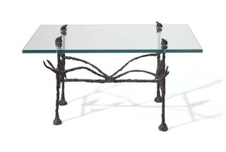 Diego Giacometti - Table basse trapezoïdale, modèle aux hiboux et grenouilles