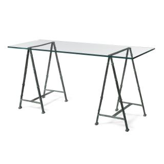 Diego Giacometti - Table Tréteaux À Motifs De Bambou